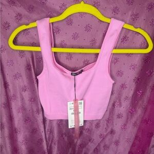 Zara Light Pink Ribbed Crop Top